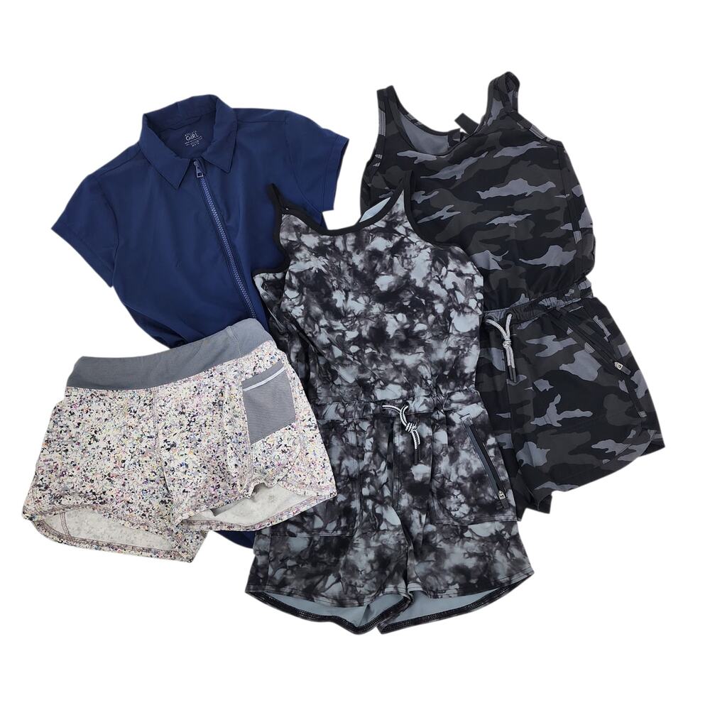 4 PC Lot Bundle Athleta Girl Tank Rompers, Playsuit Romper & Shorts Size M/8-10